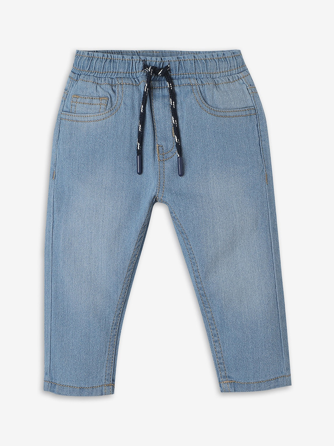 

R&B Boys Clean Look Mid-Rise Cropped Cotton Jeans, Blue