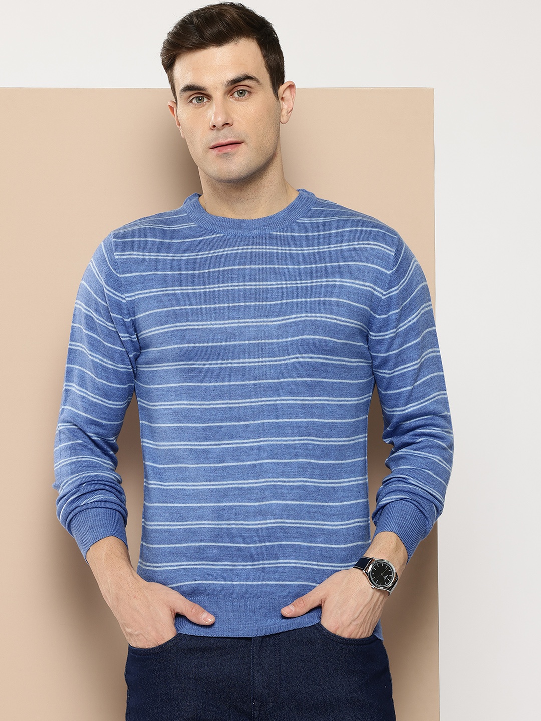 

INVICTUS Striped Pullover, Blue