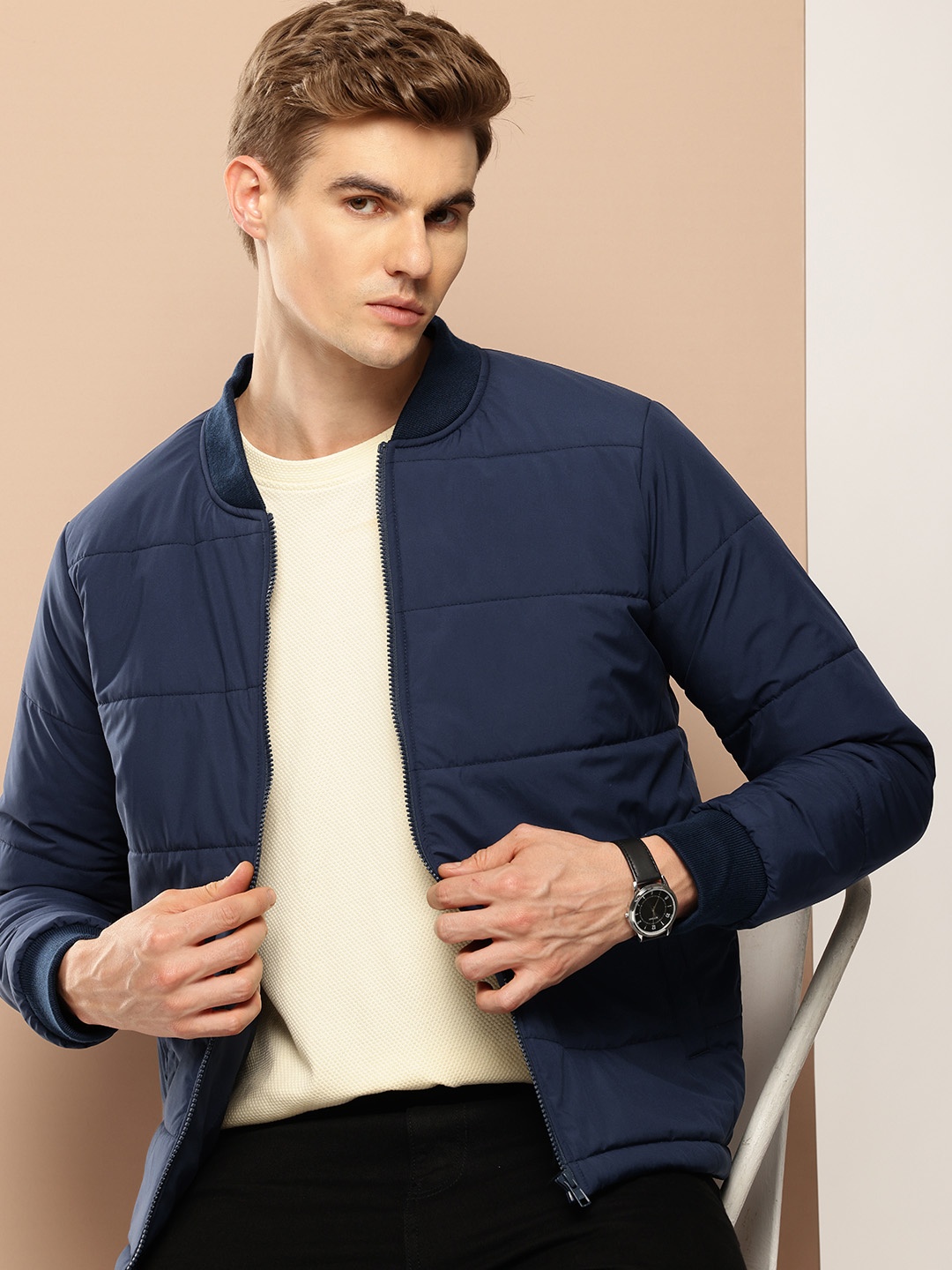 

INVICTUS Stand Collar Padded Jacket, Blue