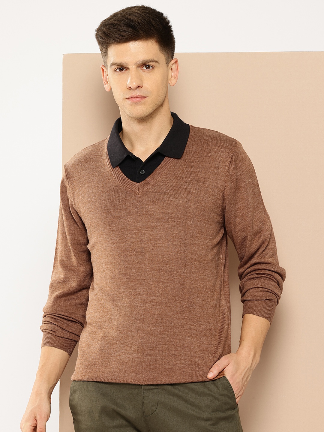 

INVICTUS Pure Acrylic Longline Pullover, Taupe