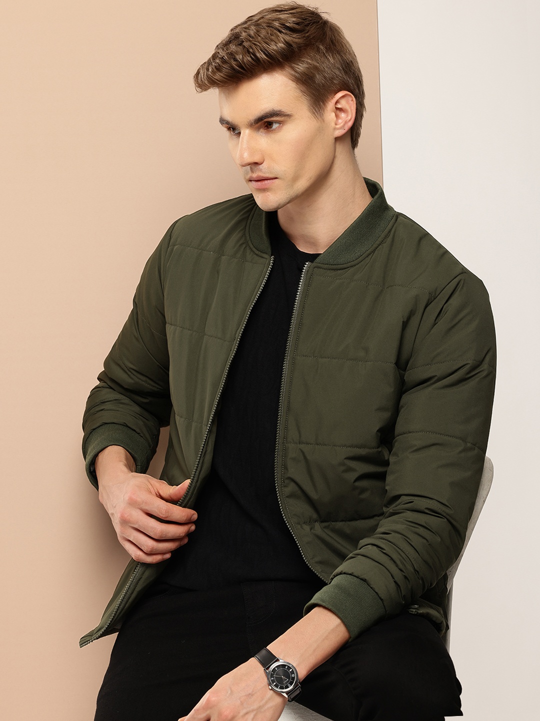 

INVICTUS Stand Collar Padded Jacket, Green