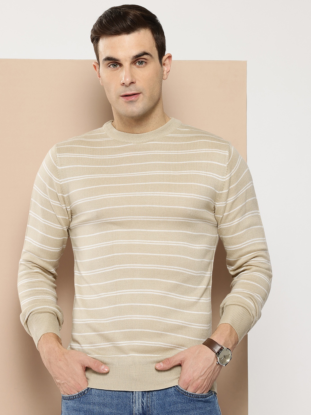 

INVICTUS Striped Pullover, Beige