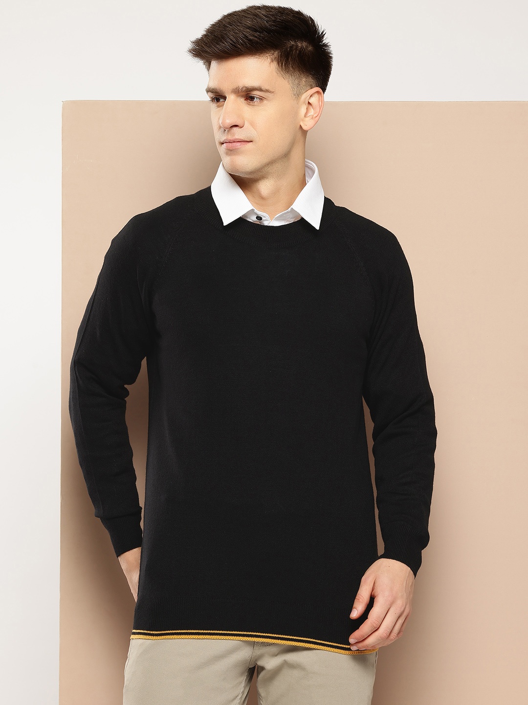 

INVICTUS Striped Acrylic Pullover, Black