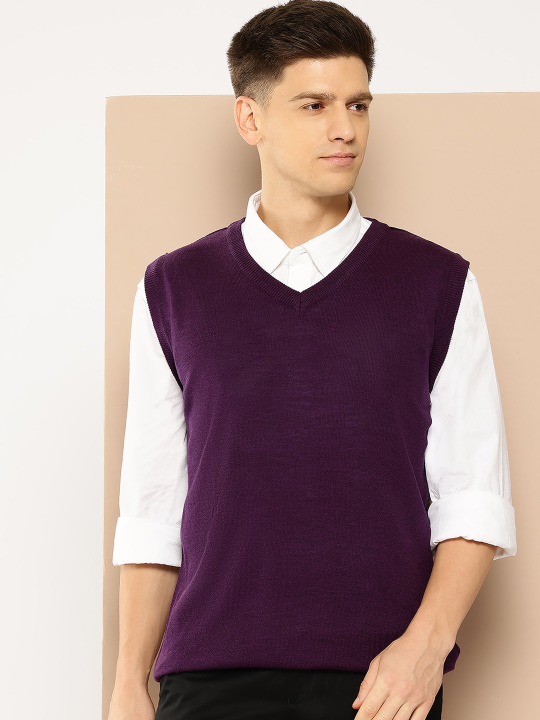 

INVICTUS Pure Acrylic Sweater Vest, Purple