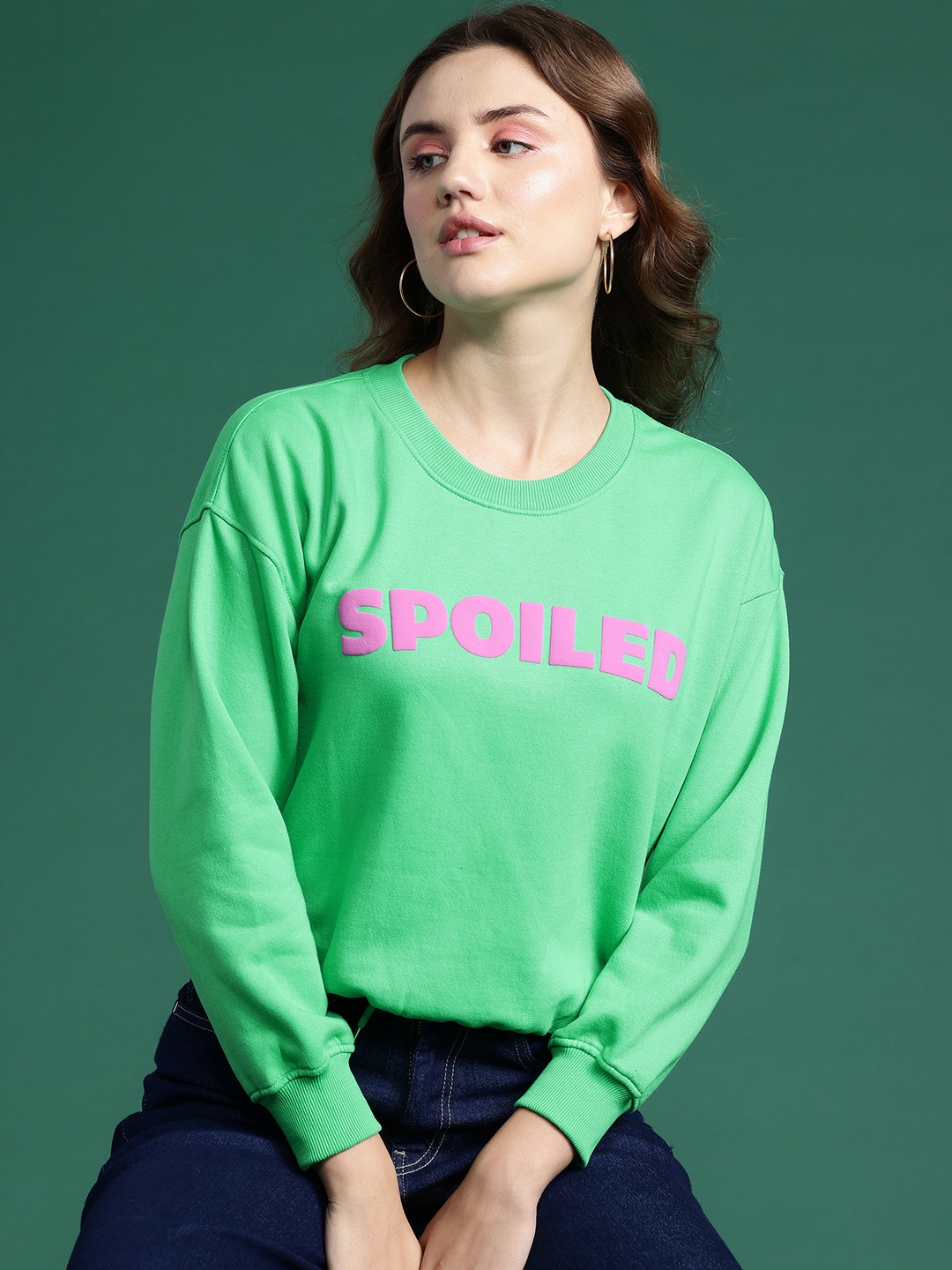 

DressBerry Typography Print Sweatshirt, Green