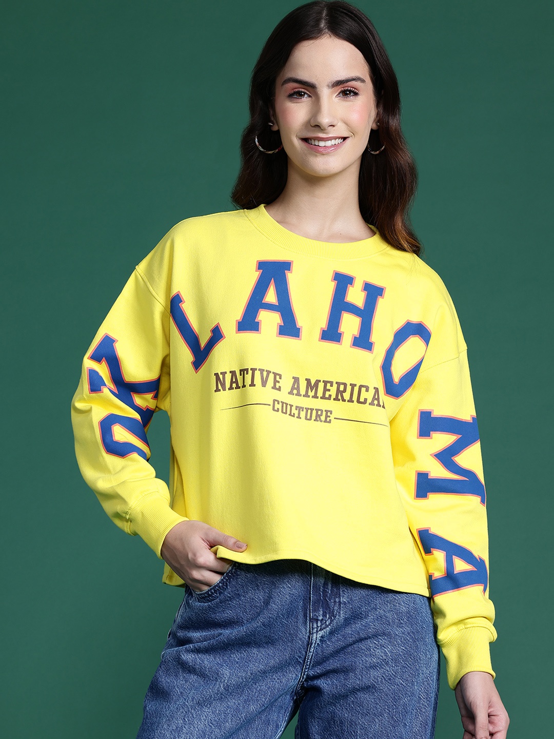 

DressBerry Printed Sweatshirt, Yellow