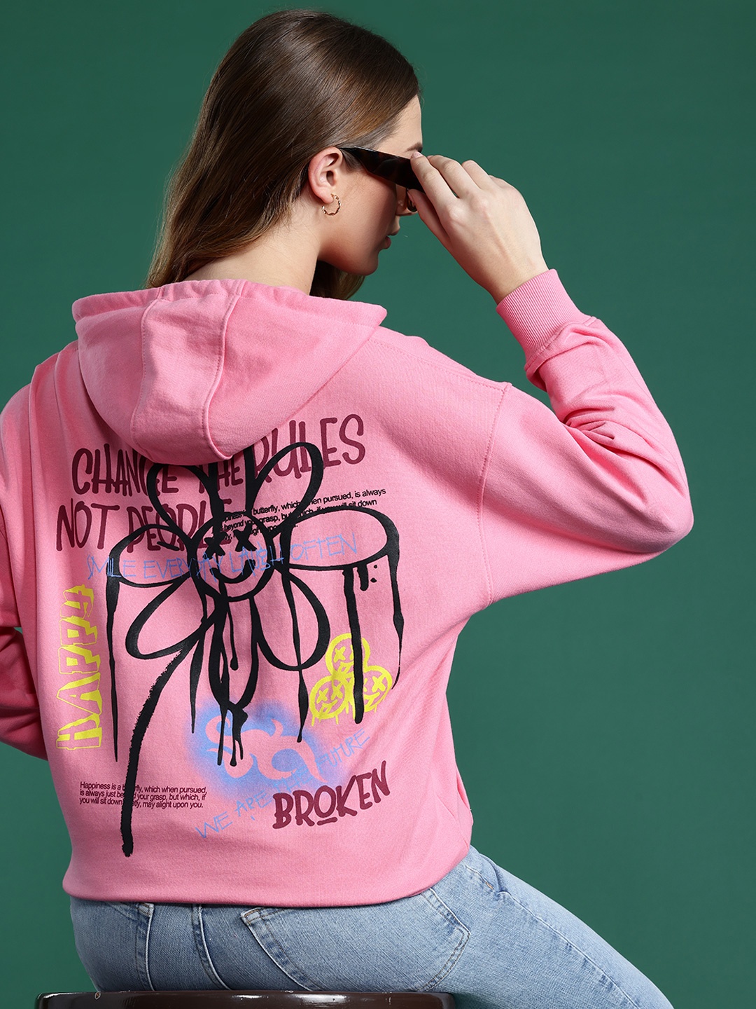 

DressBerry Printed Hooded Sweatshirt, Pink