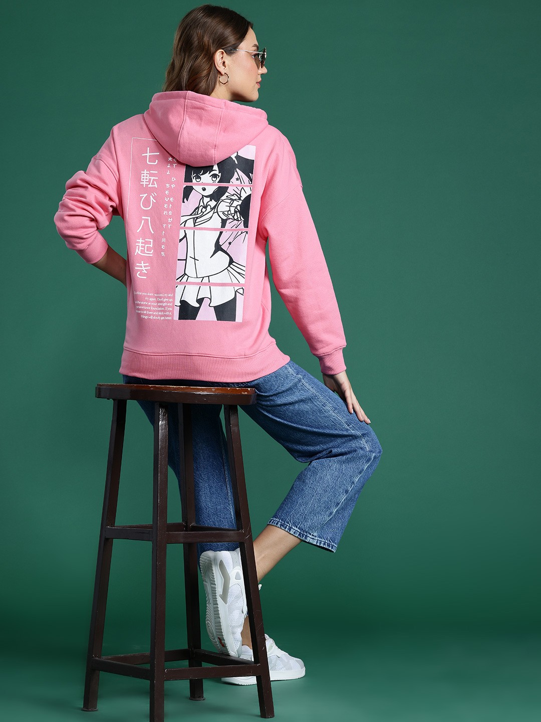 

DressBerry Printed Hooded Sweatshirt, Pink