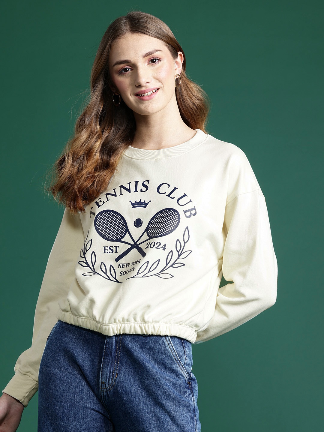 

DressBerry Women Printed Sweatshirt, Off white