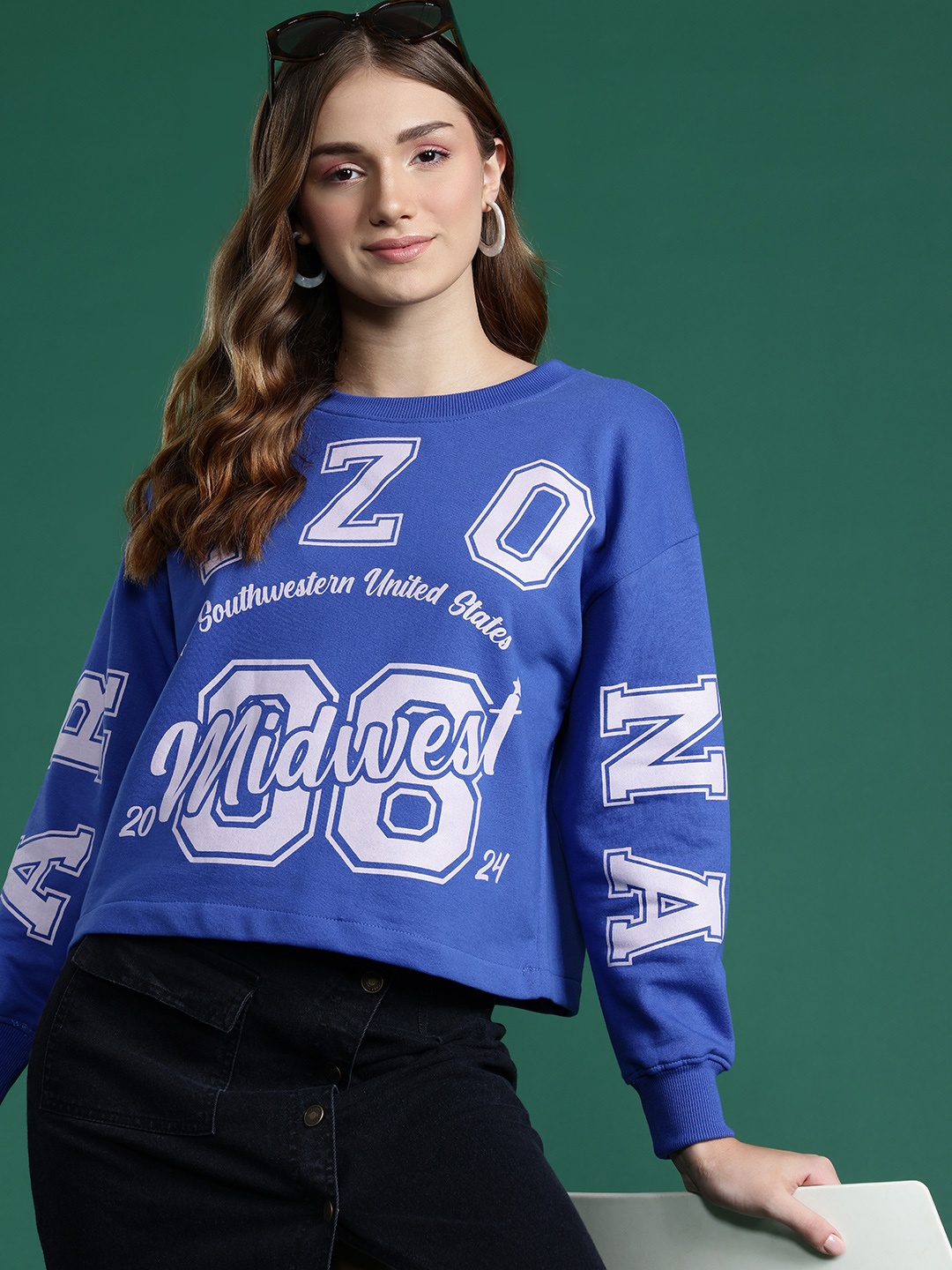 

DressBerry Typography Print Sweatshirt, Blue