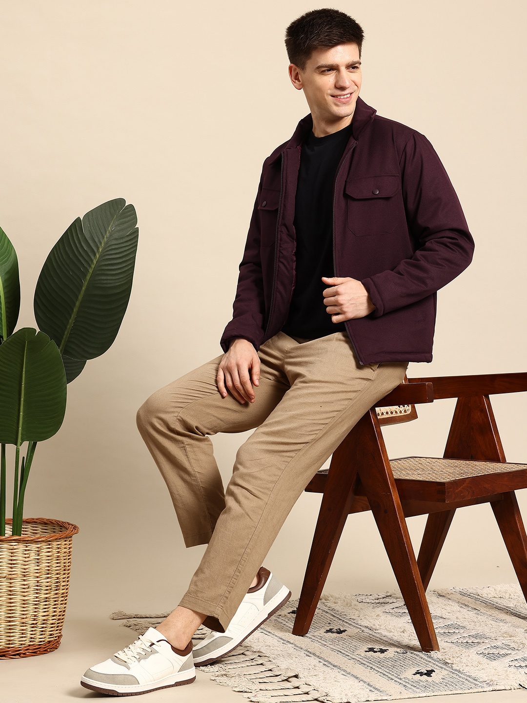 

Mast & Harbour Spread Collar Padded Jacket, Burgundy