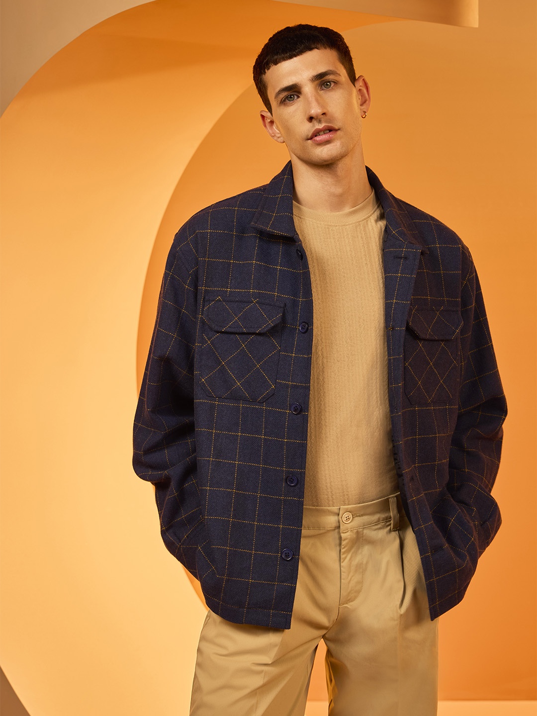 

Mast & Harbour Checked Shacket Style Jacket, Blue