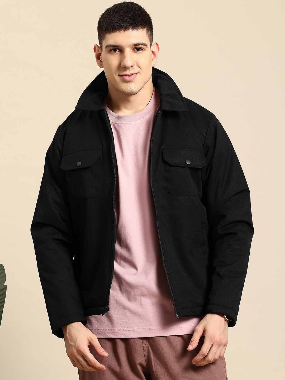 

Mast & Harbour Spread Collar Padded Jacket, Black