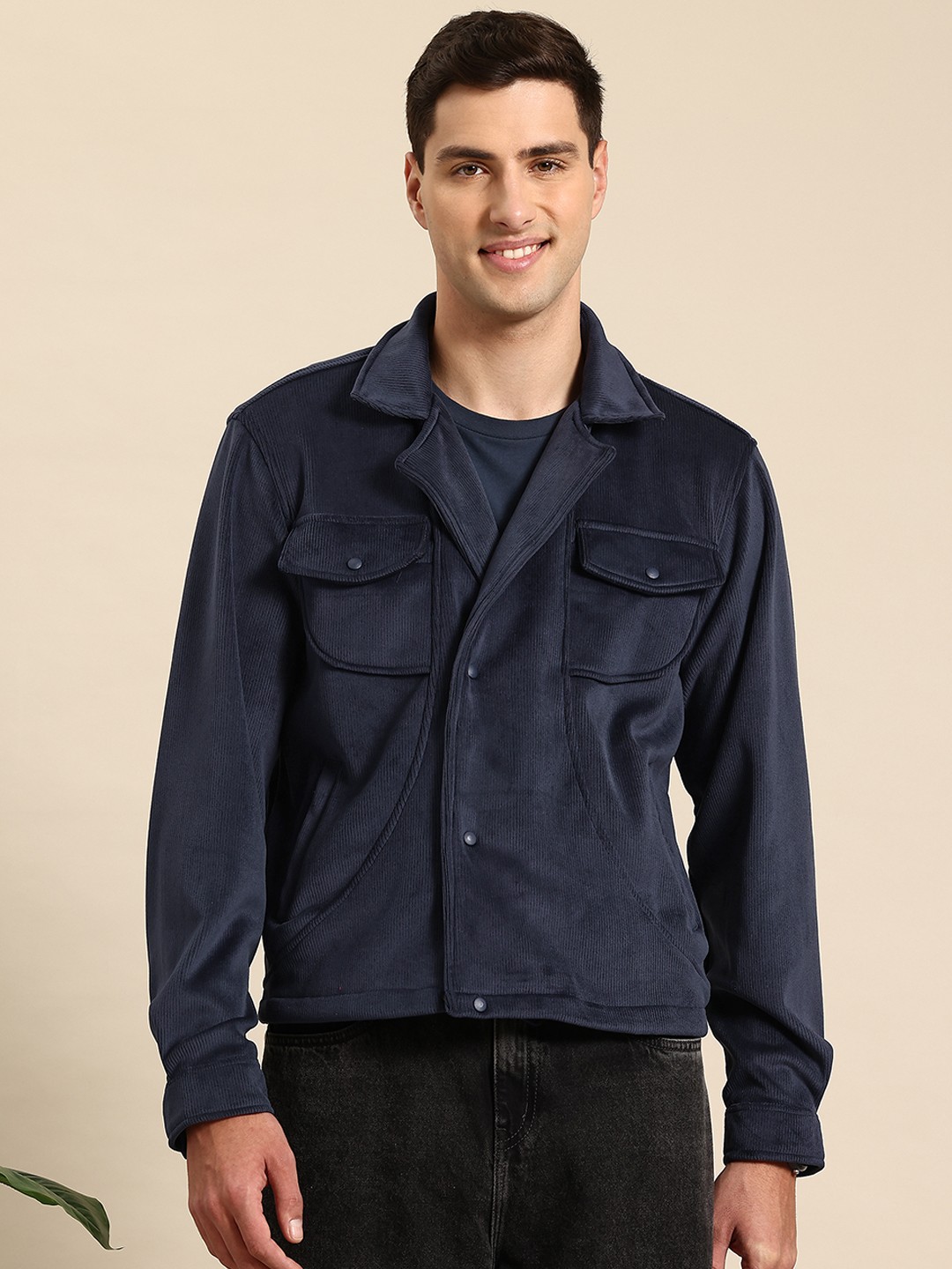 

Mast & Harbour Corduroy Tailored Jacket, Navy blue