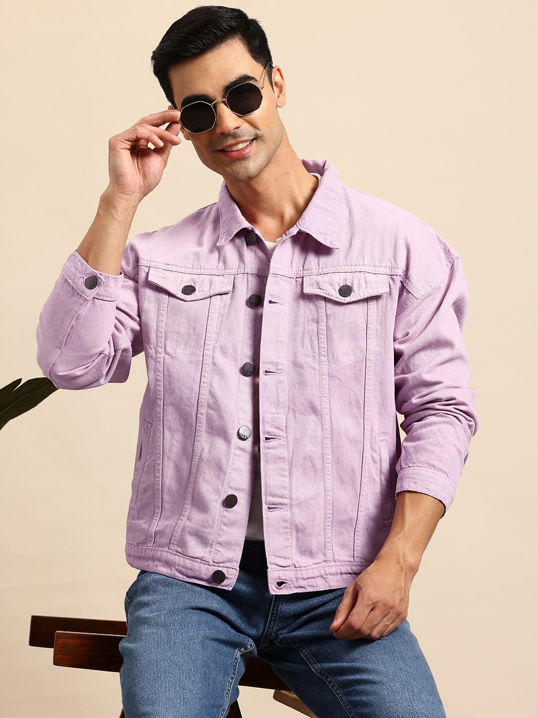 

Mast & Harbour Spread Collar Denim Jacket, Lavender