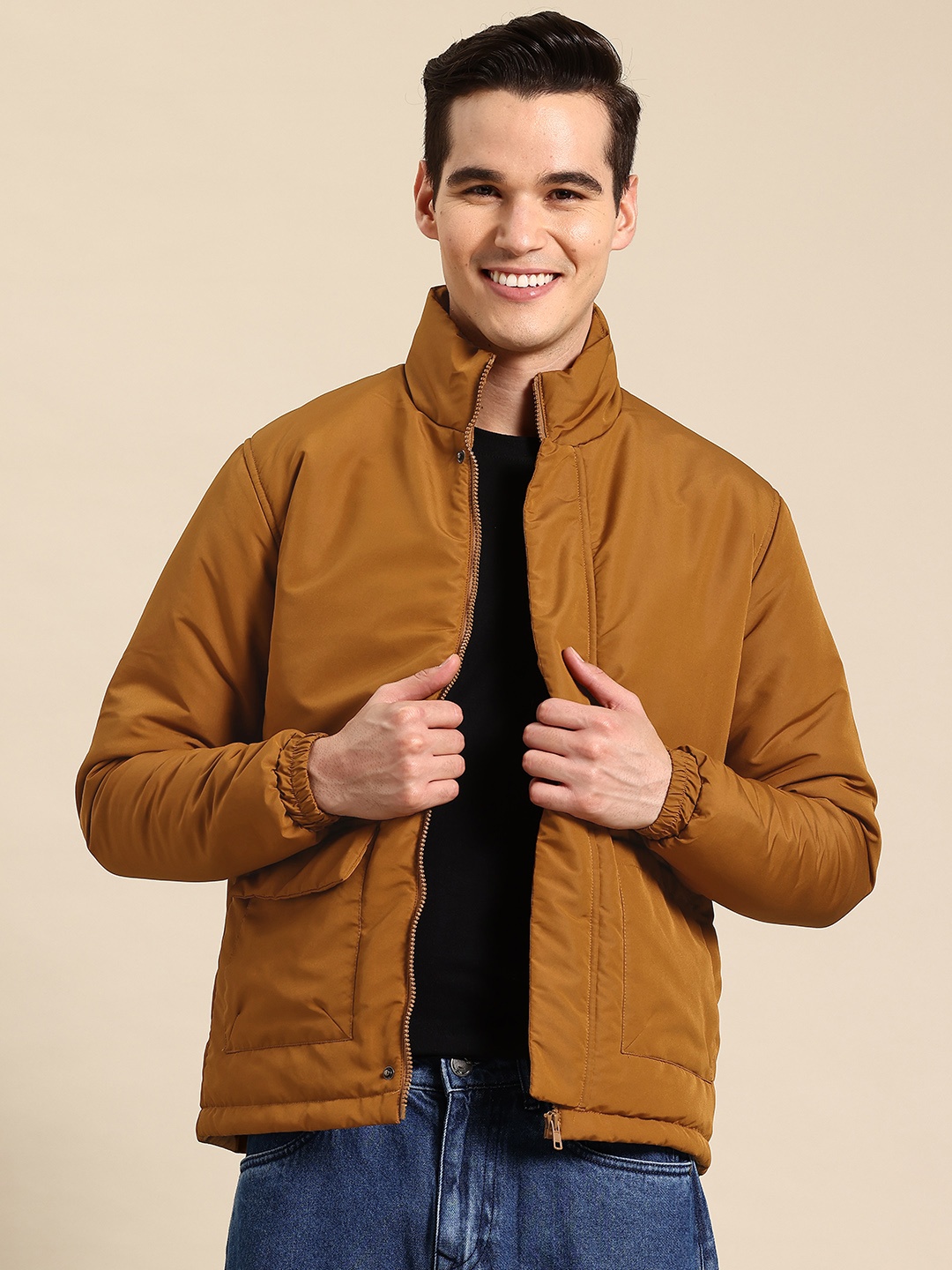 

Mast & Harbour Mock Collar Padded Jacket, Mustard