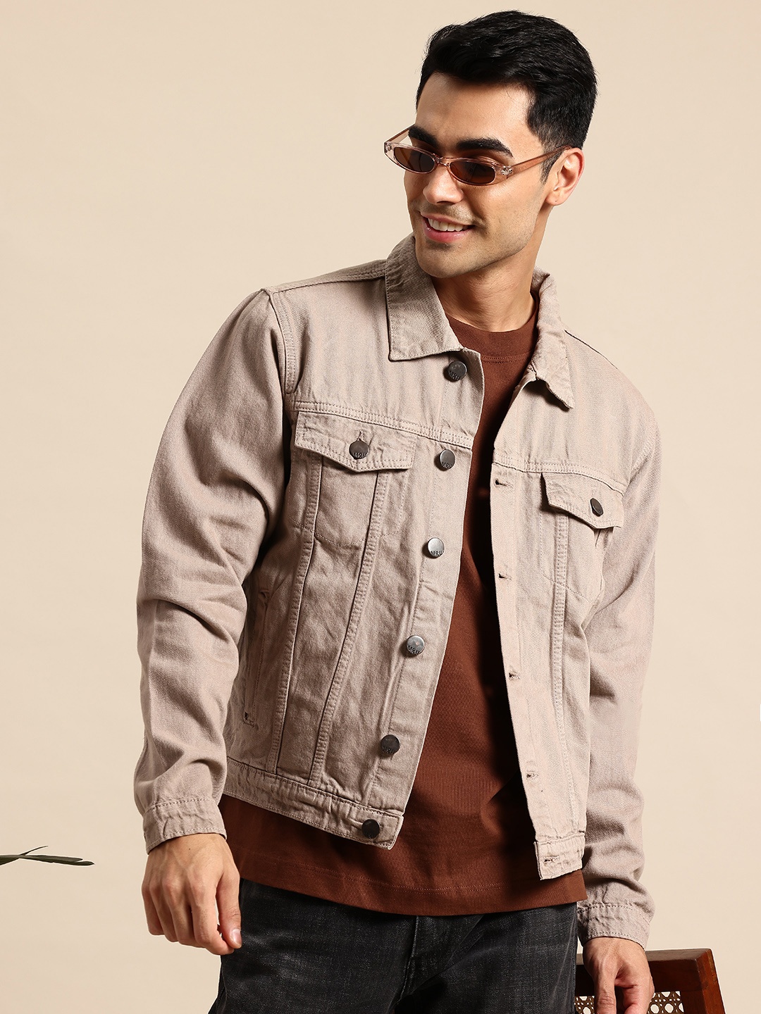 

Mast & Harbour Cotton Denim Jacket, Beige