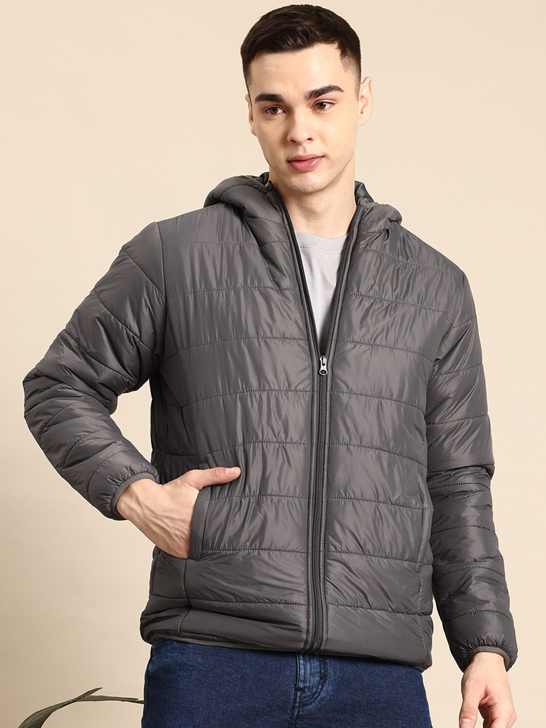

Mast & Harbour Hooded Puffer Jacket, Grey