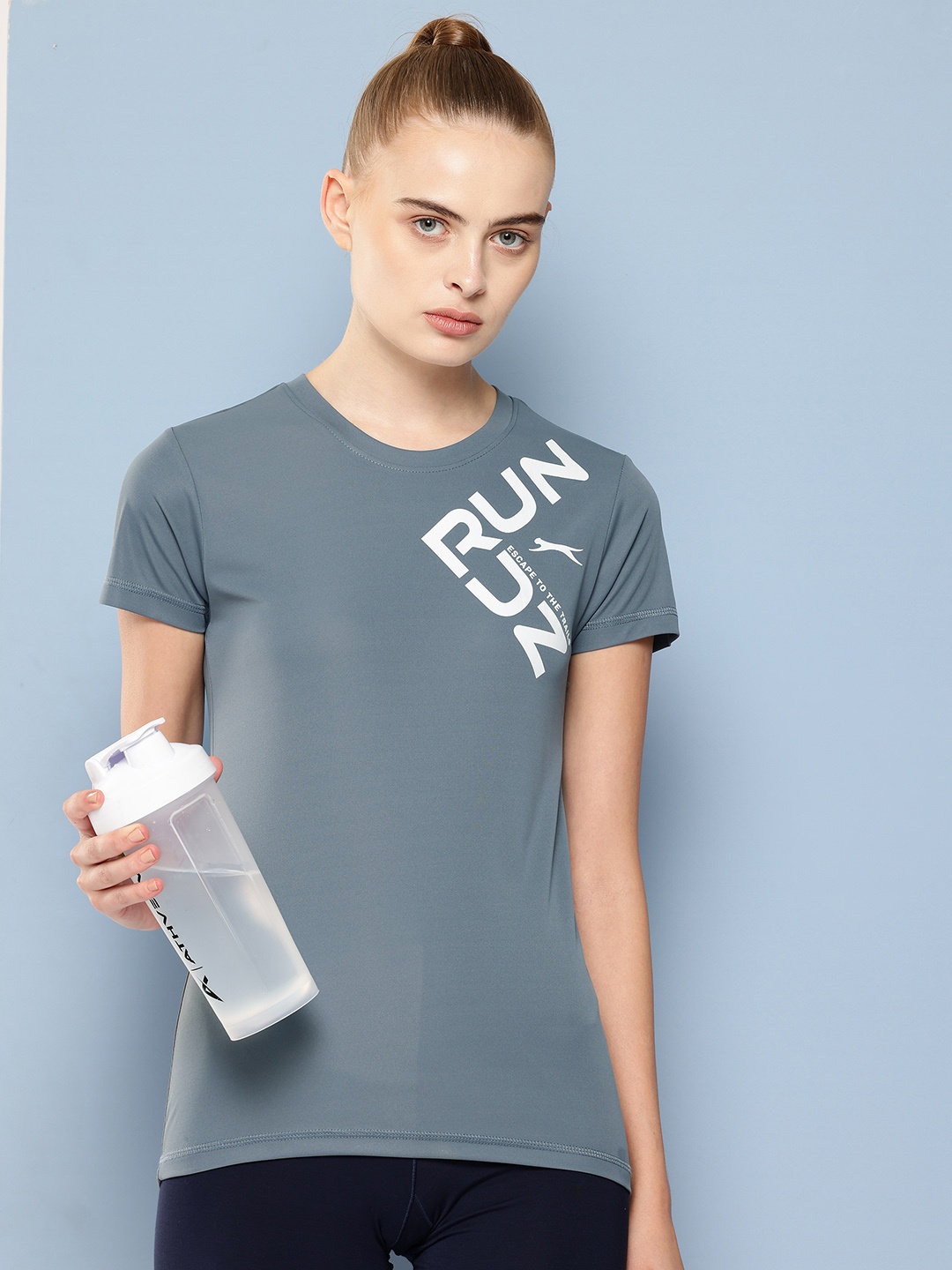 

Slazenger Women Printed Running T-shirt with Reflective Detail, Grey
