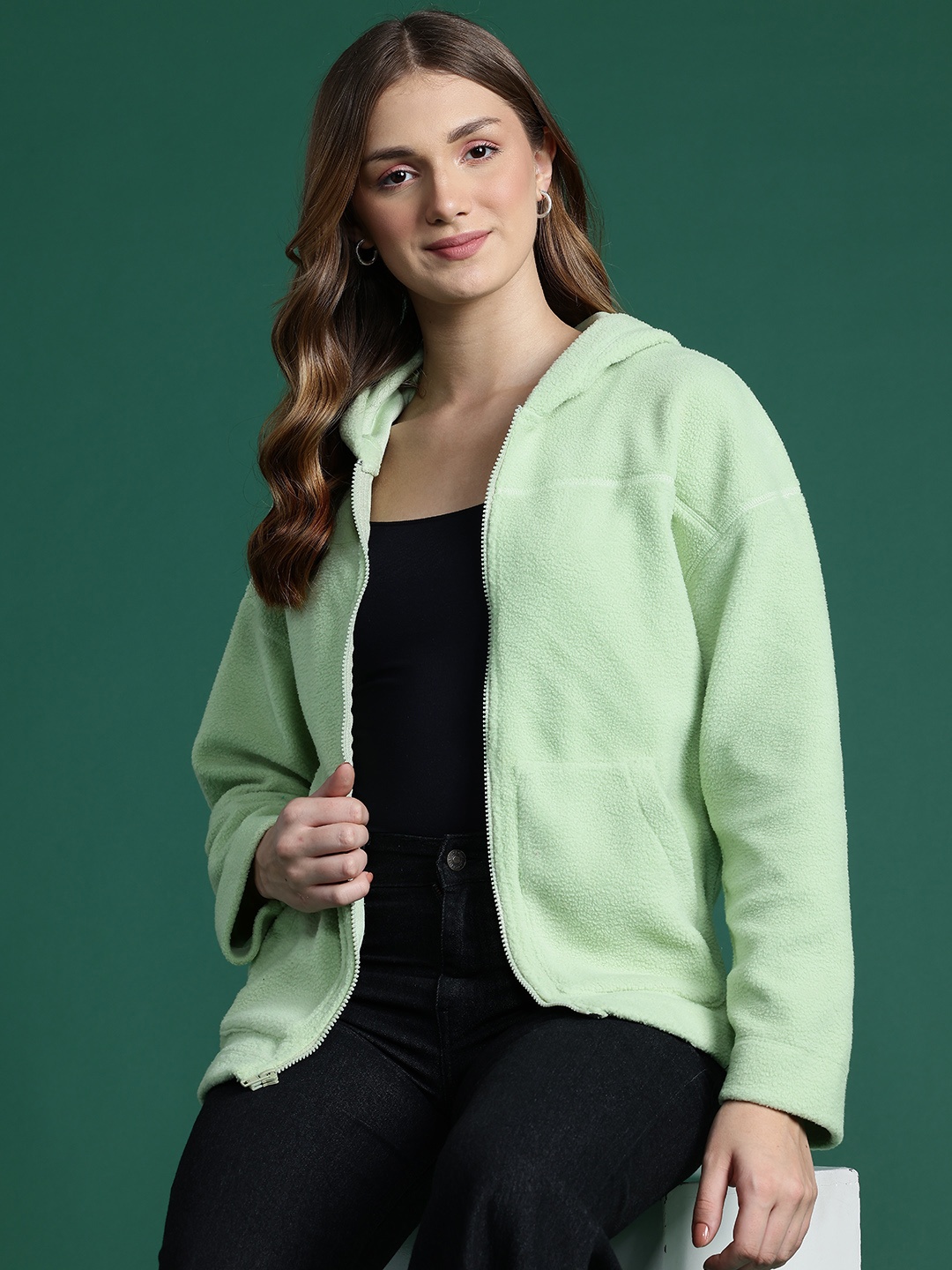 

DressBerry Fleece Hooded Sweatshirt, Green
