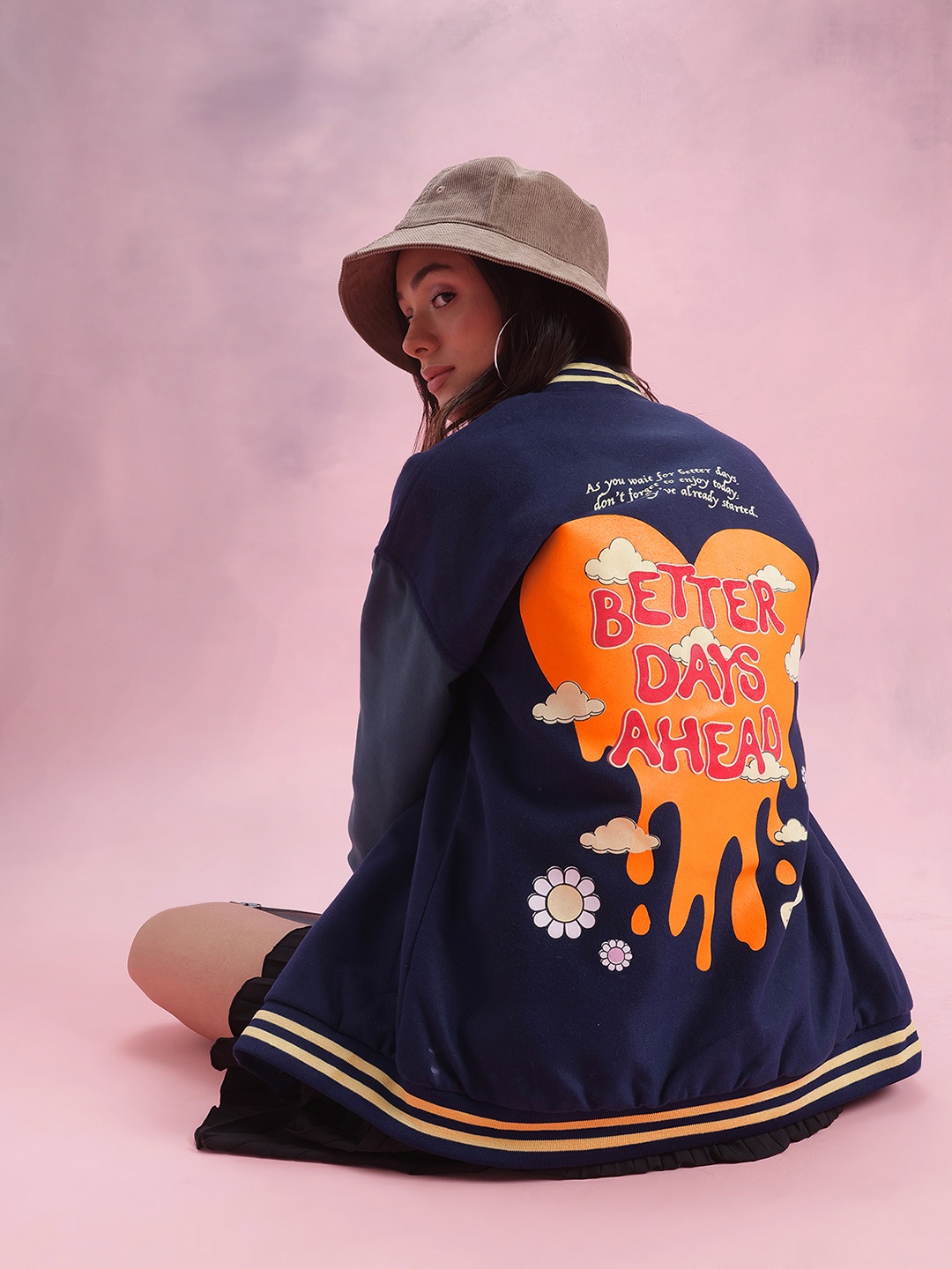 

DressBerry Printed Bomber Jacket, Navy blue