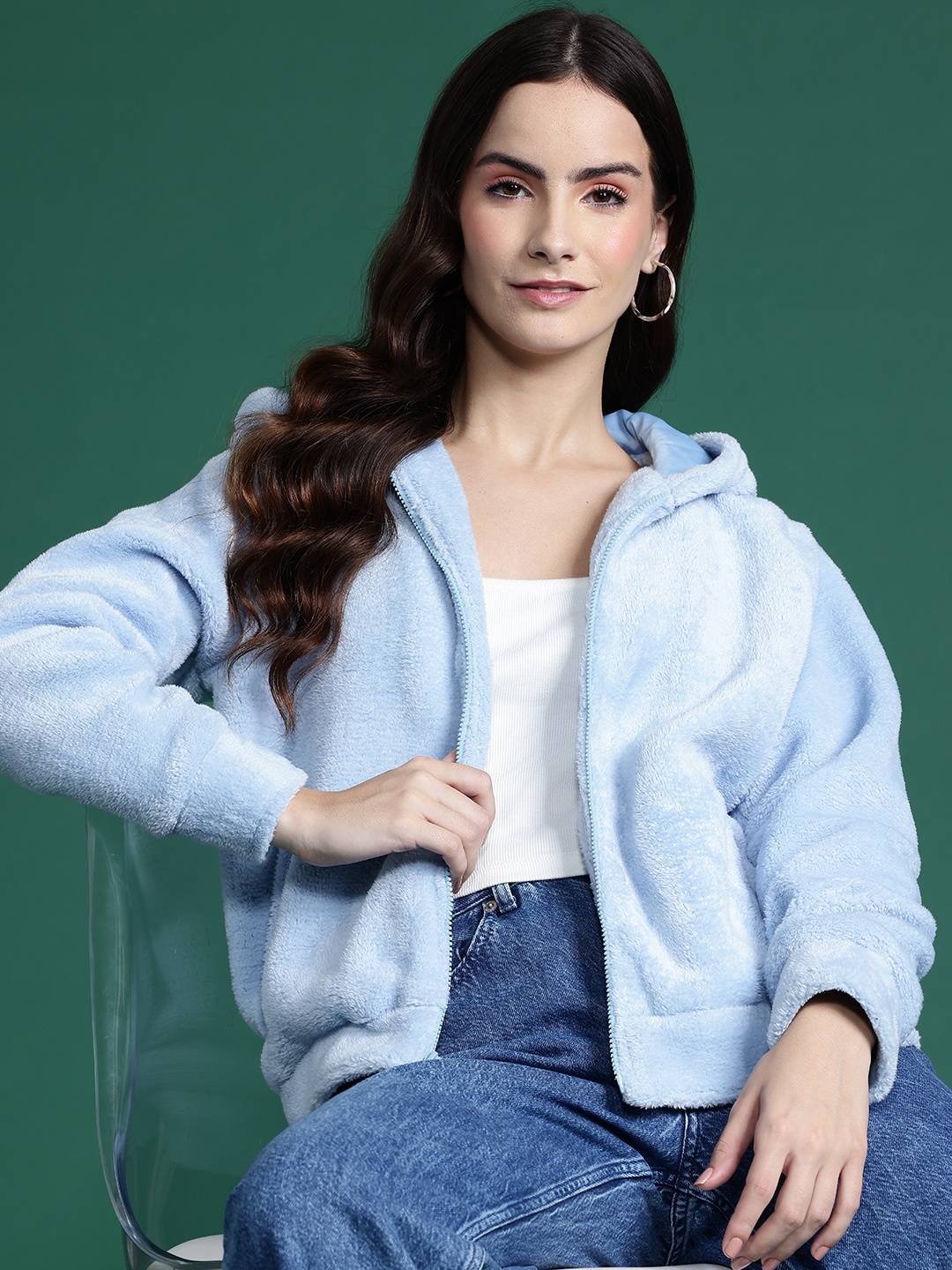 

DressBerry Faux Fur Hooded Jacket, Blue