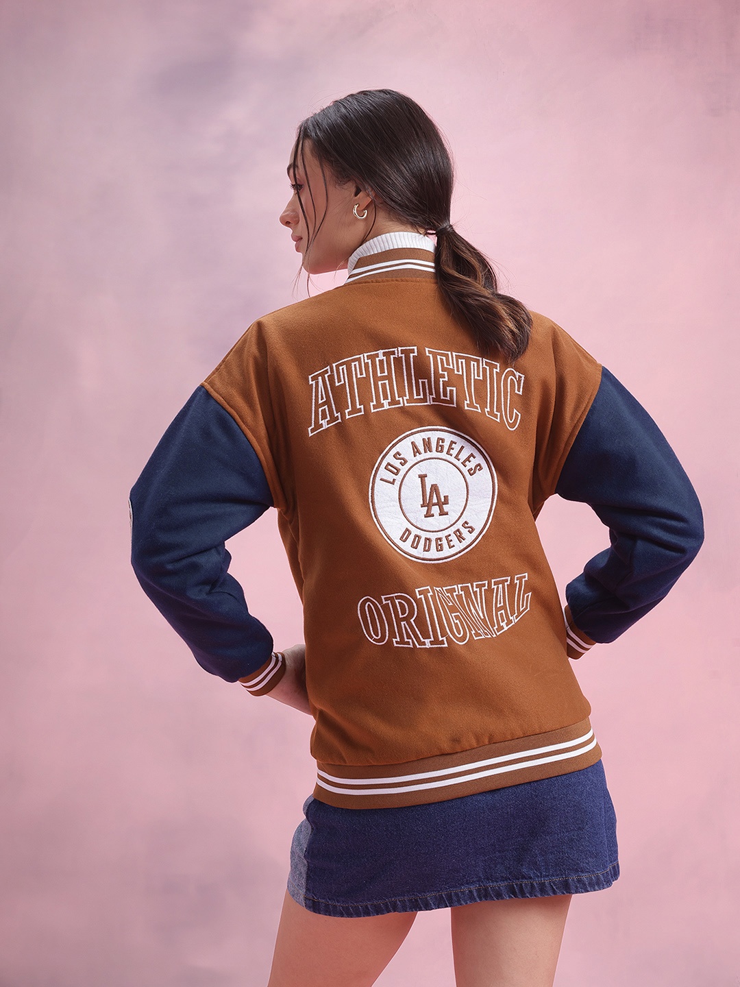 

DressBerry Applique Detail Bomber Jacket, Brown