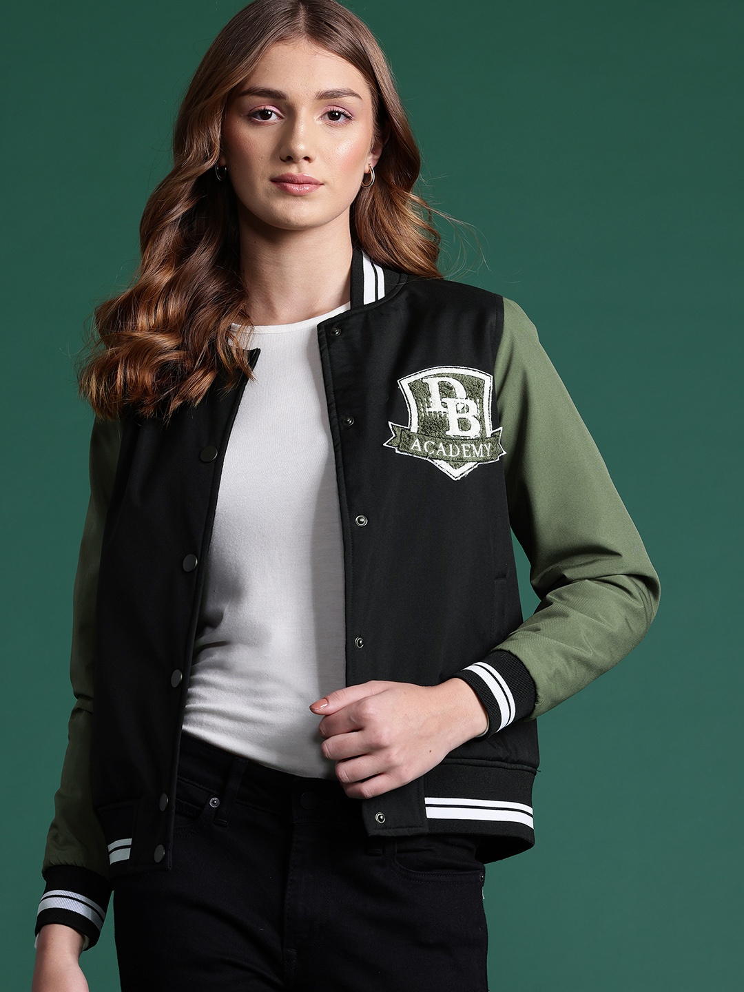 

DressBerry Applique Detail Bomber Jacket, Black
