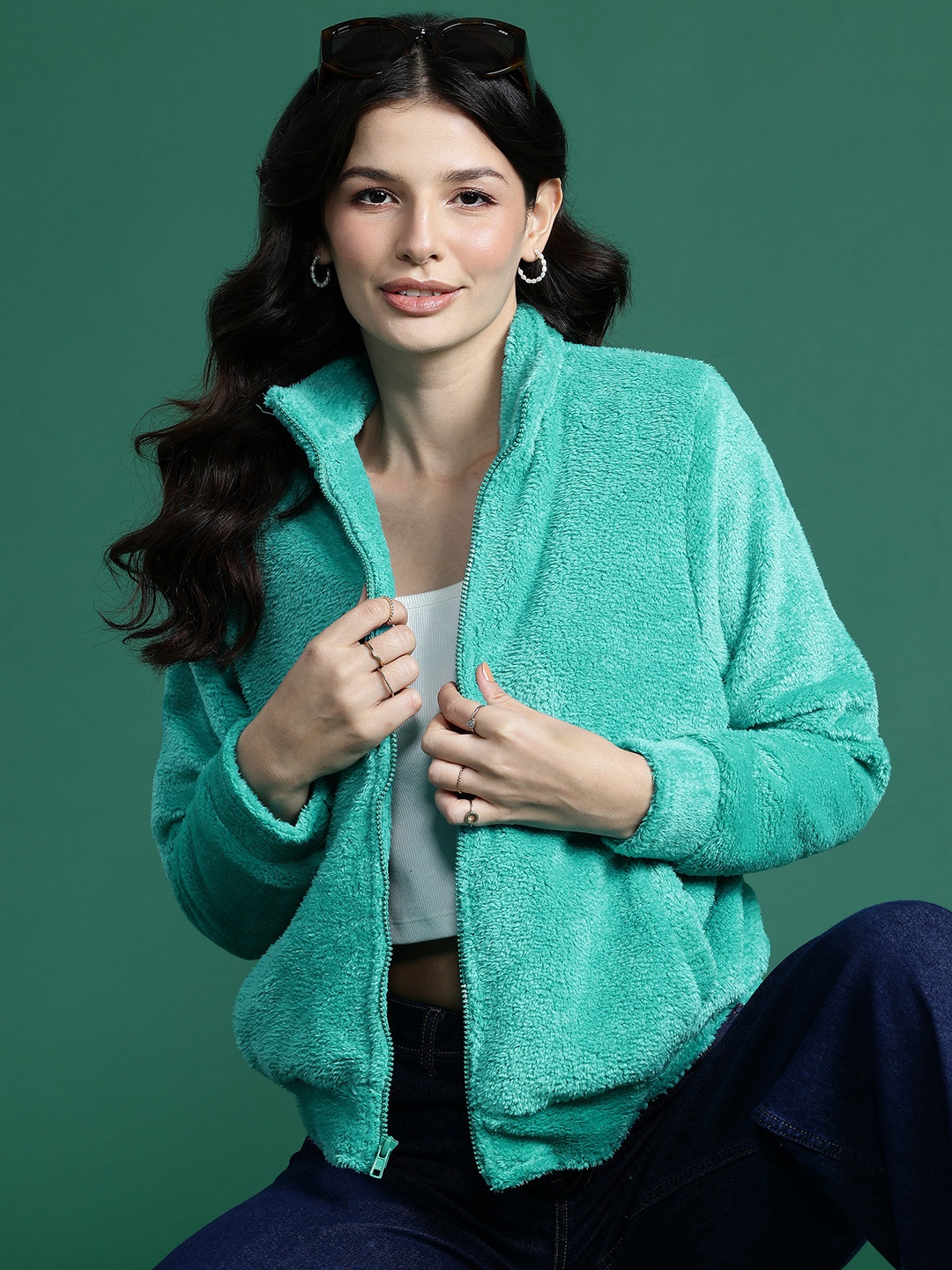 

DressBerry Fleece Tailored Jacket, Sea green