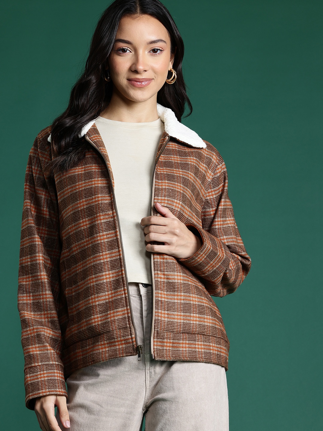 

DressBerry Checked Tailored Jacket, Brown