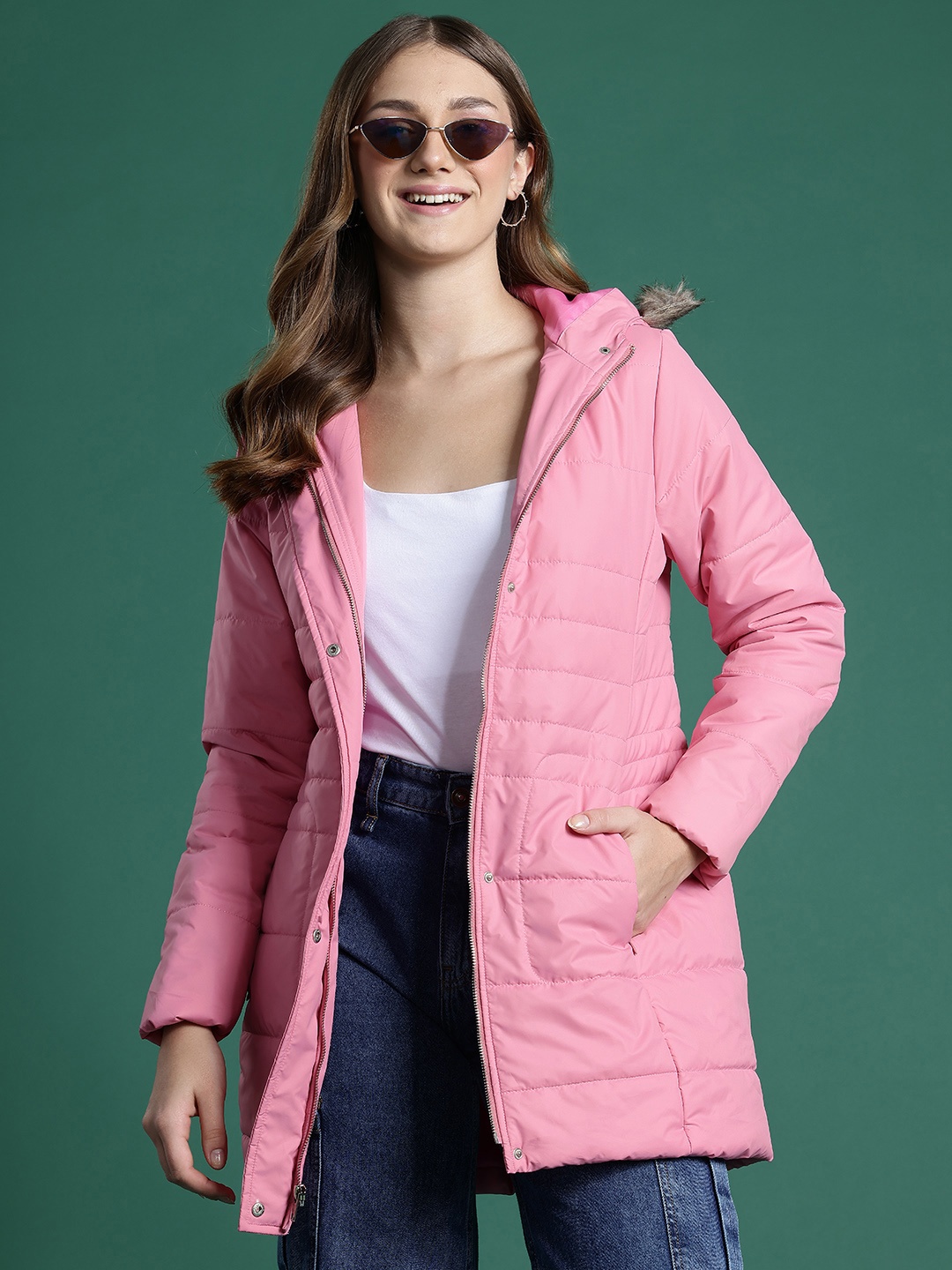 

DressBerry Hooded Quilted Jacket, Pink