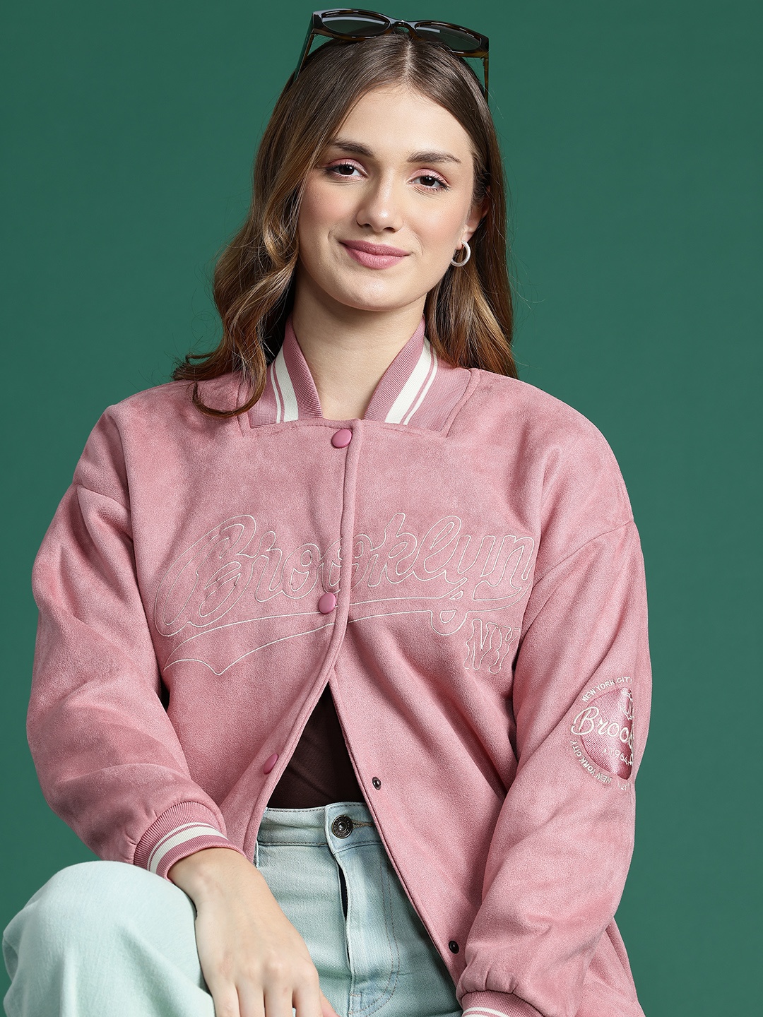 

DressBerry Longline Bomber Jacket, Pink