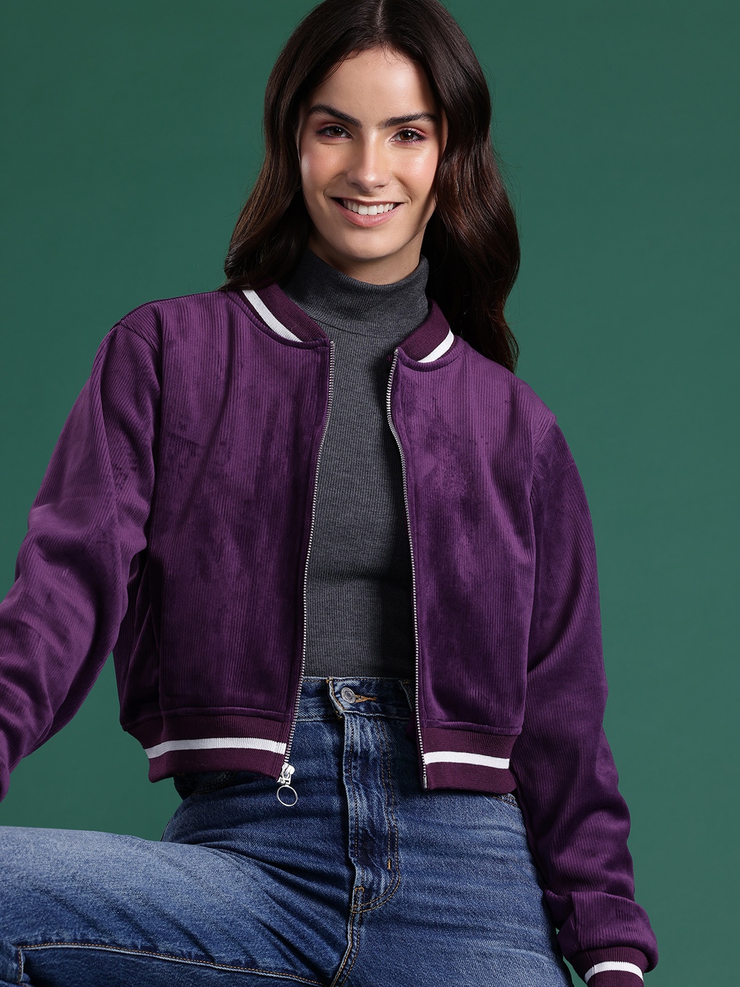 

DressBerry Ribbed Tailored Jacket, Purple