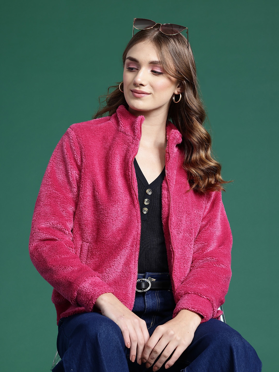 

DressBerry Women Faux Fur Tailored Jacket, Fuchsia