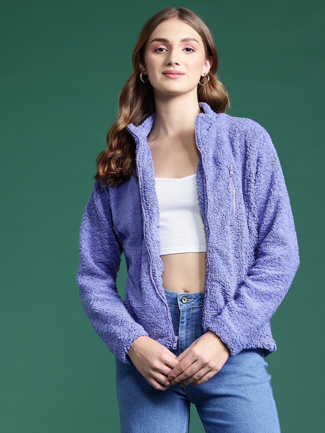 

DressBerry Women Sherpa Sweatshirt, Purple