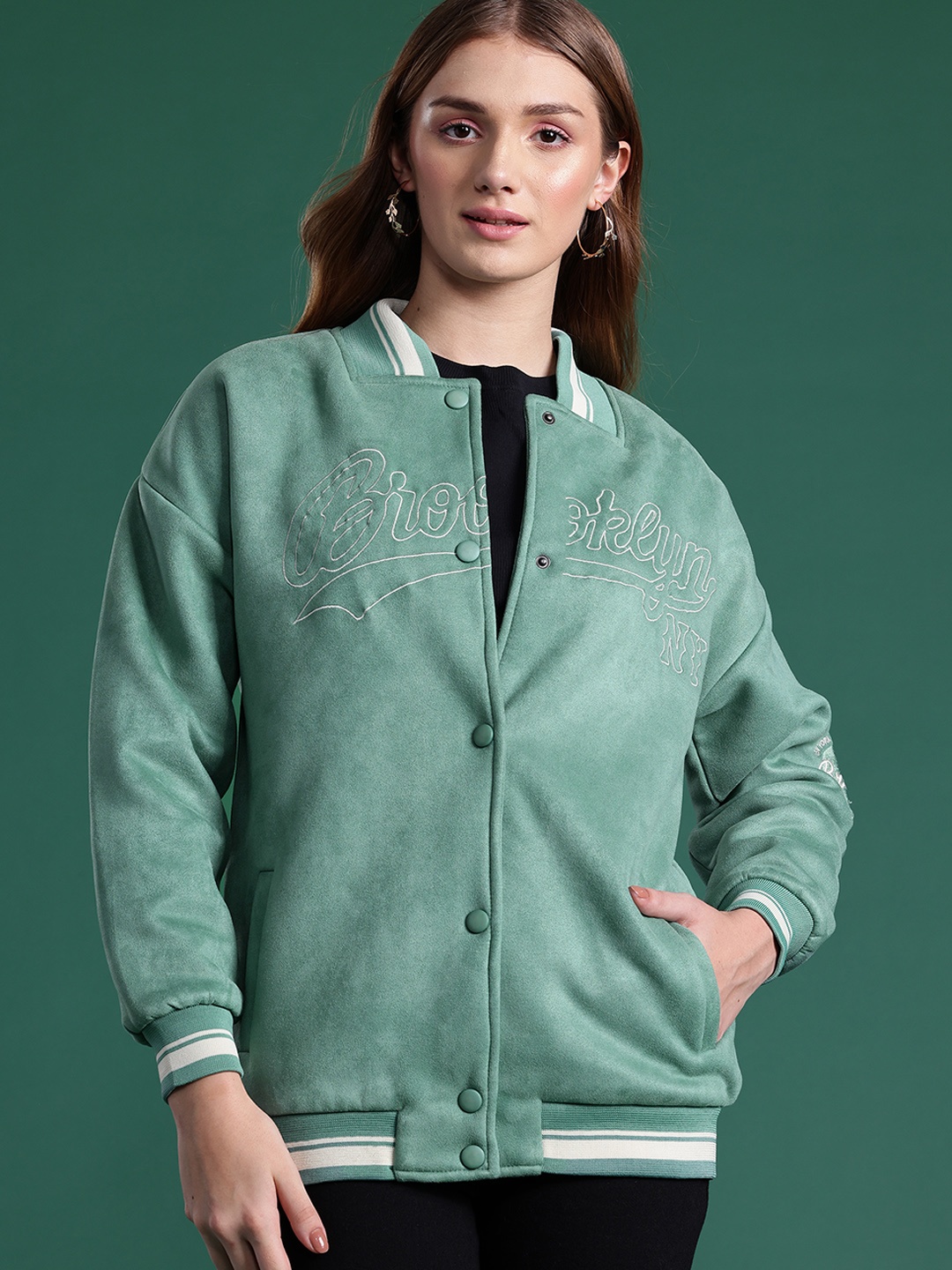 

DressBerry Women Bomber Jacket, Green