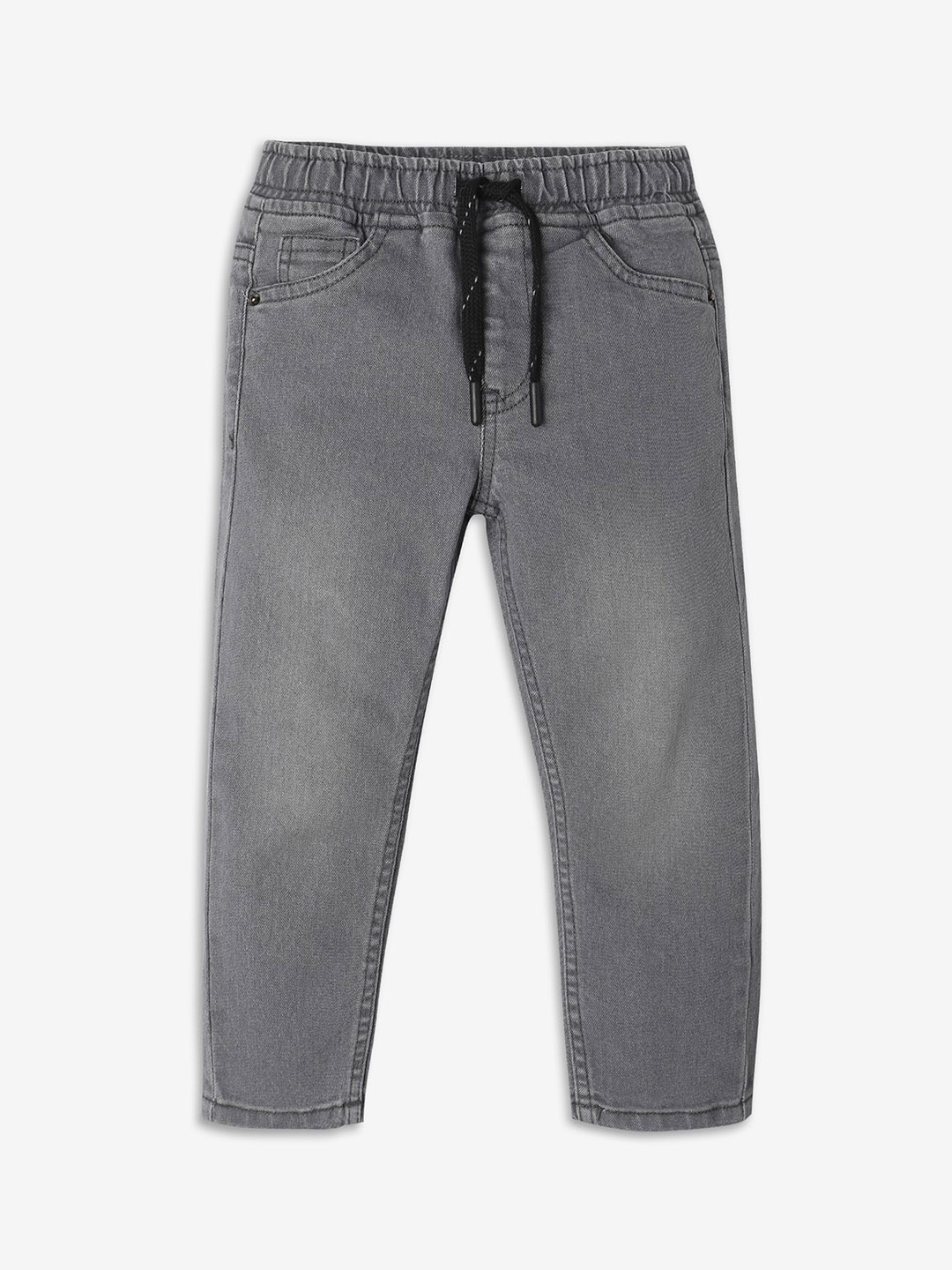 

R&B Boys Relaxed Fit Clean Look Cropped Cotton Jeans, Grey
