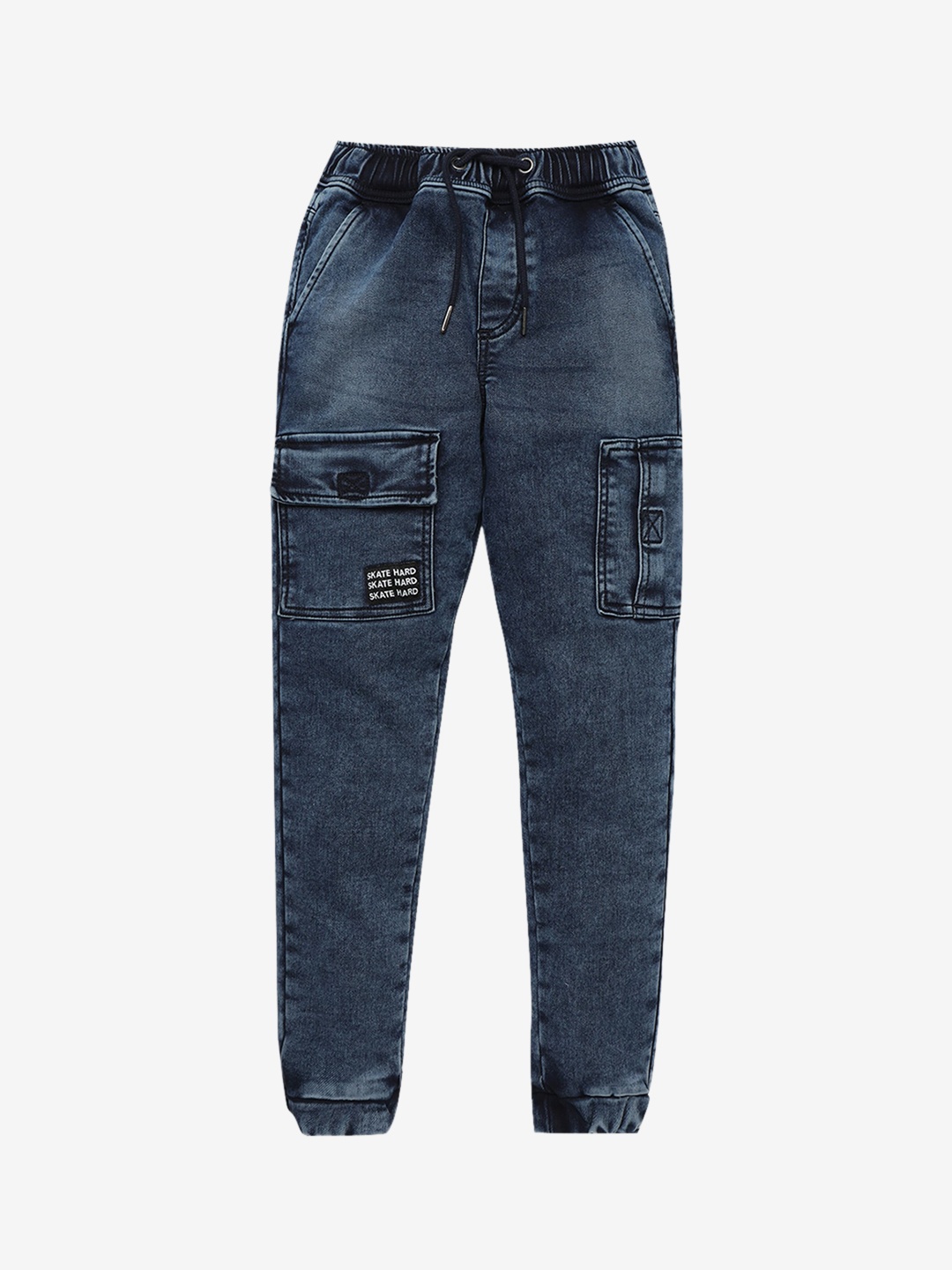 

R&B Boys Relaxed Fit Clean Look Cropped Cotton Jeans, Blue
