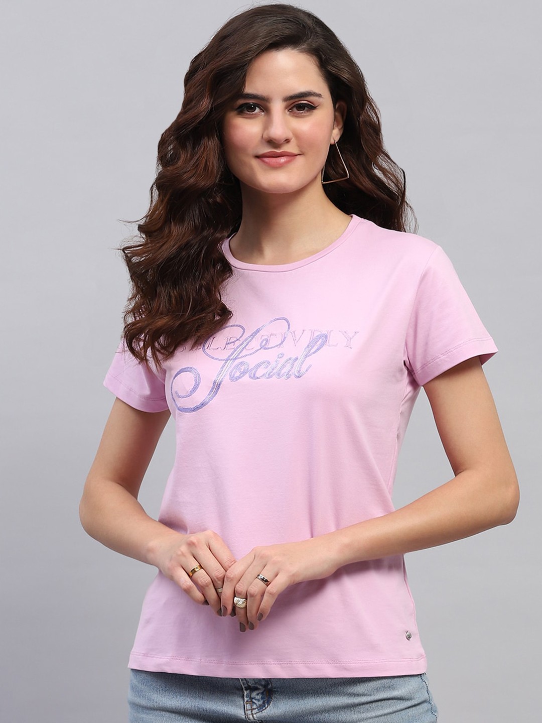 

Monte Carlo Typography Printed Round Neck Tshirt, Purple
