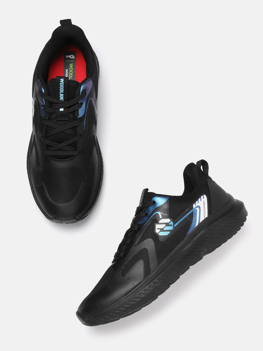 

Woodland Men Woven Design Running Shoes, Black