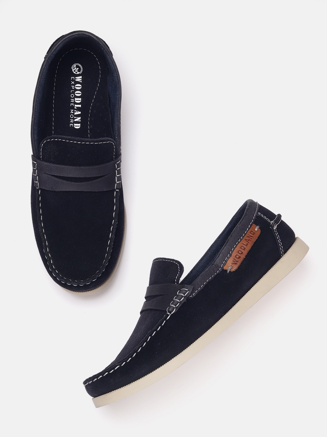 

Woodland Men Nubuck Leather Penny Loafers, Navy blue