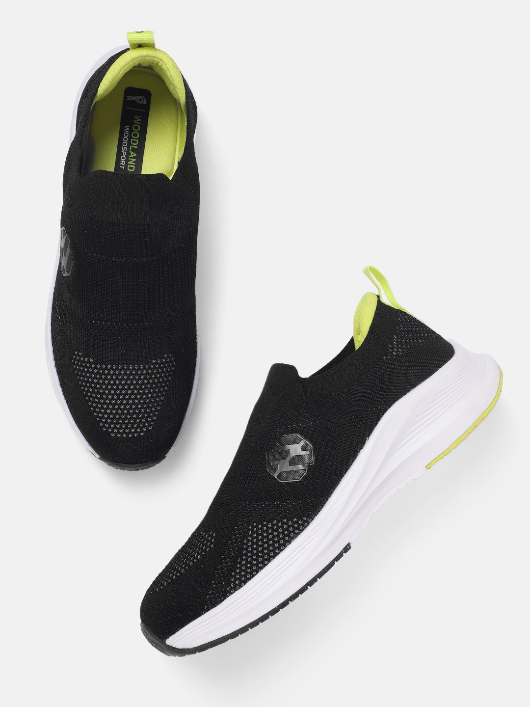 

Woodland Men Woven Design Running Shoes, Black