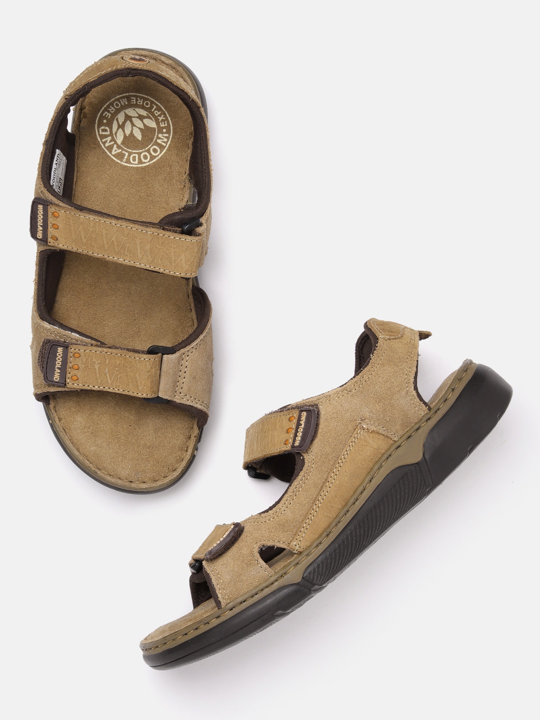 

Woodland Men Leather Comfort Sandals, Camel brown