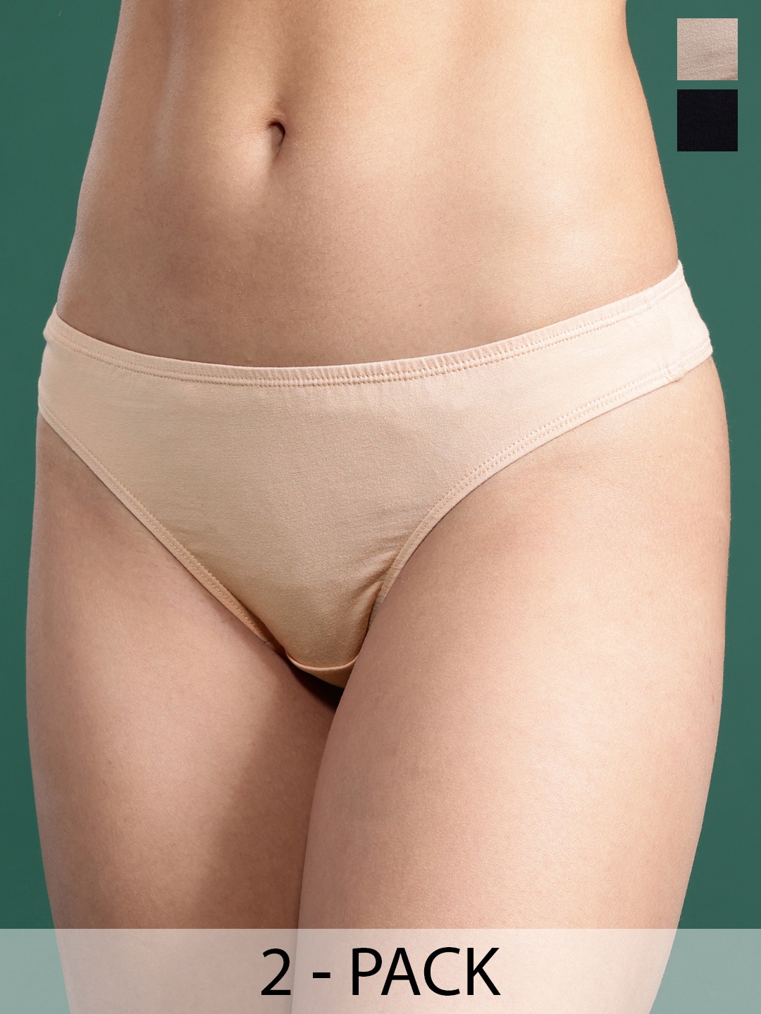

DressBerry Pack Of 2 Low-Rise Thongs, Black
