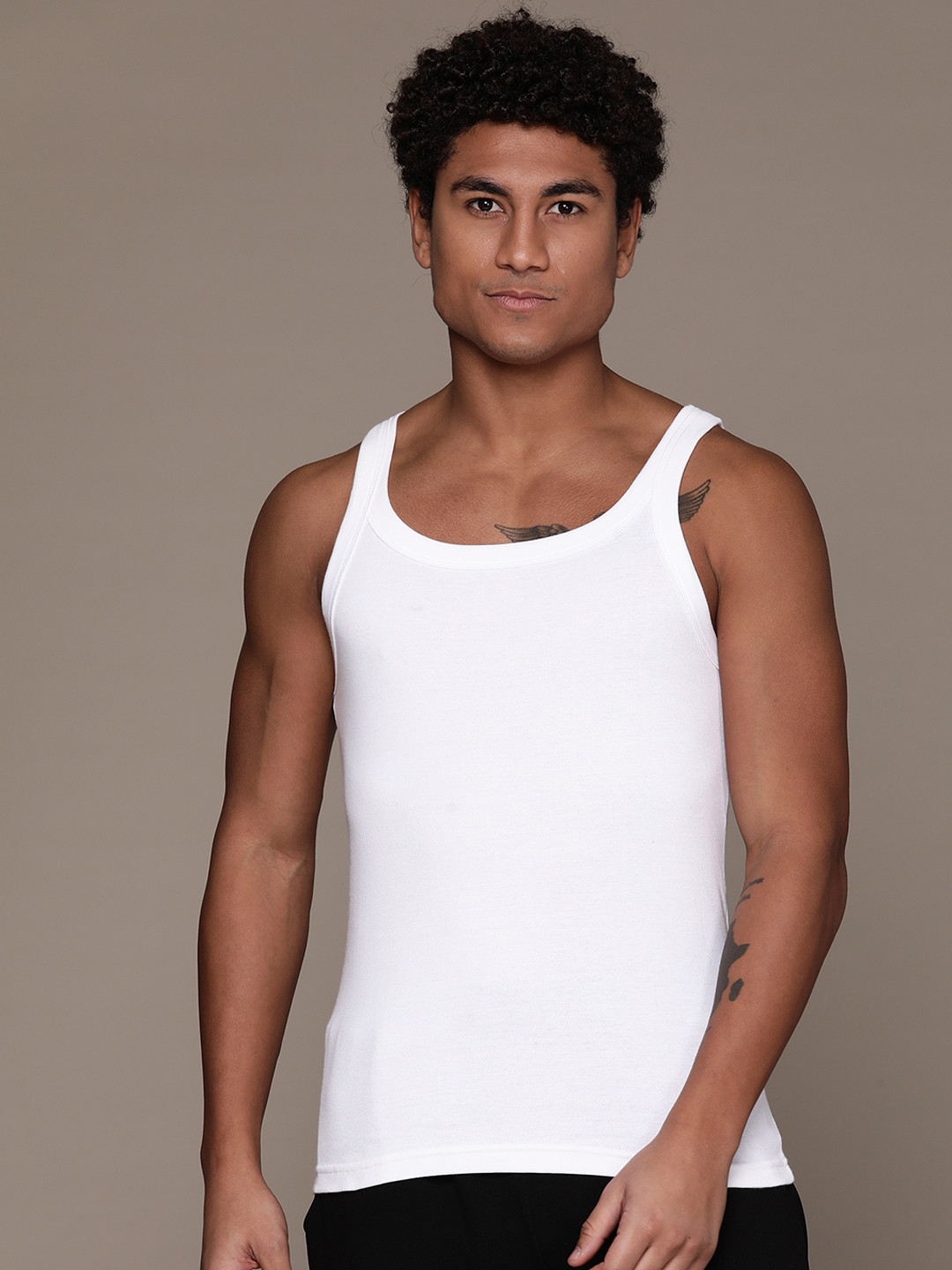 

Roadster Men Pure Cotton Gym Vest, White