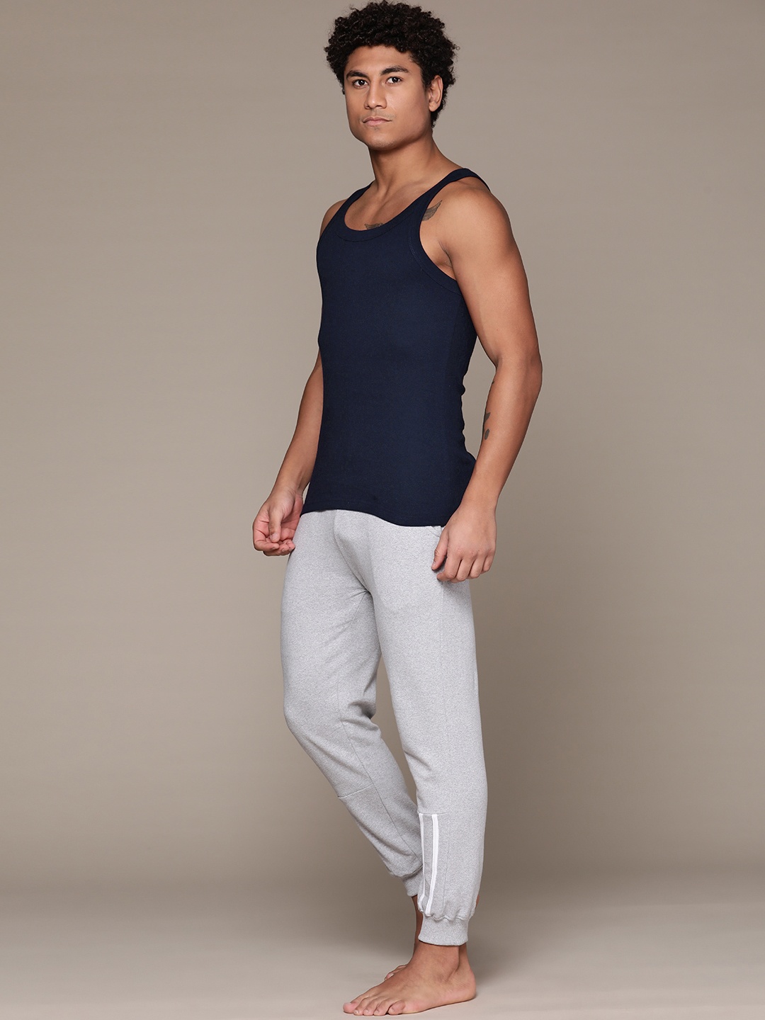 

Roadster Men Pure Cotton Gym Vest, Navy blue