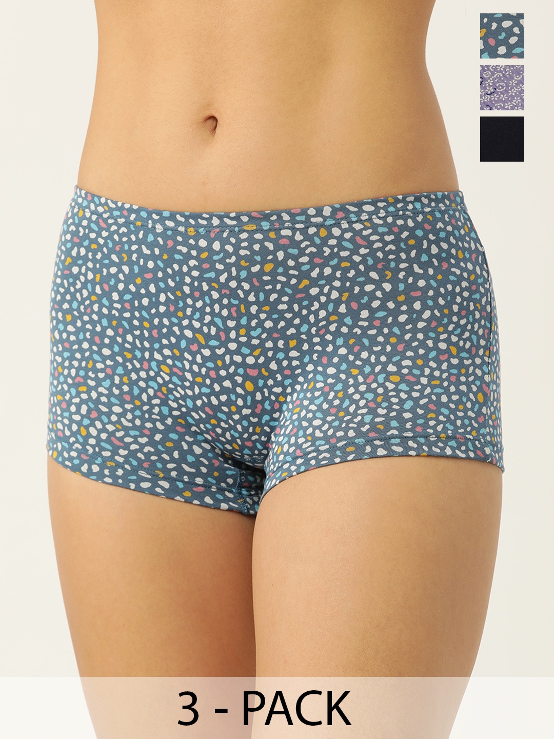 

Leading Lady Pack Of 3 Assorted Mid-Rise Boy Shorts, Lavender