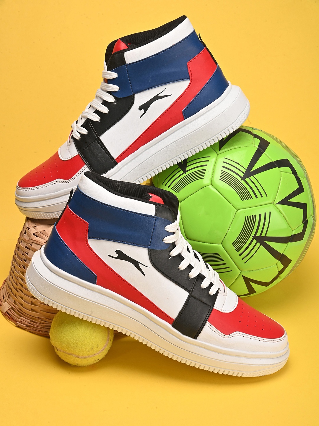 

Slazenger Men Colourblocked Comfort Insole High Top Lace-Up Sneakers, White