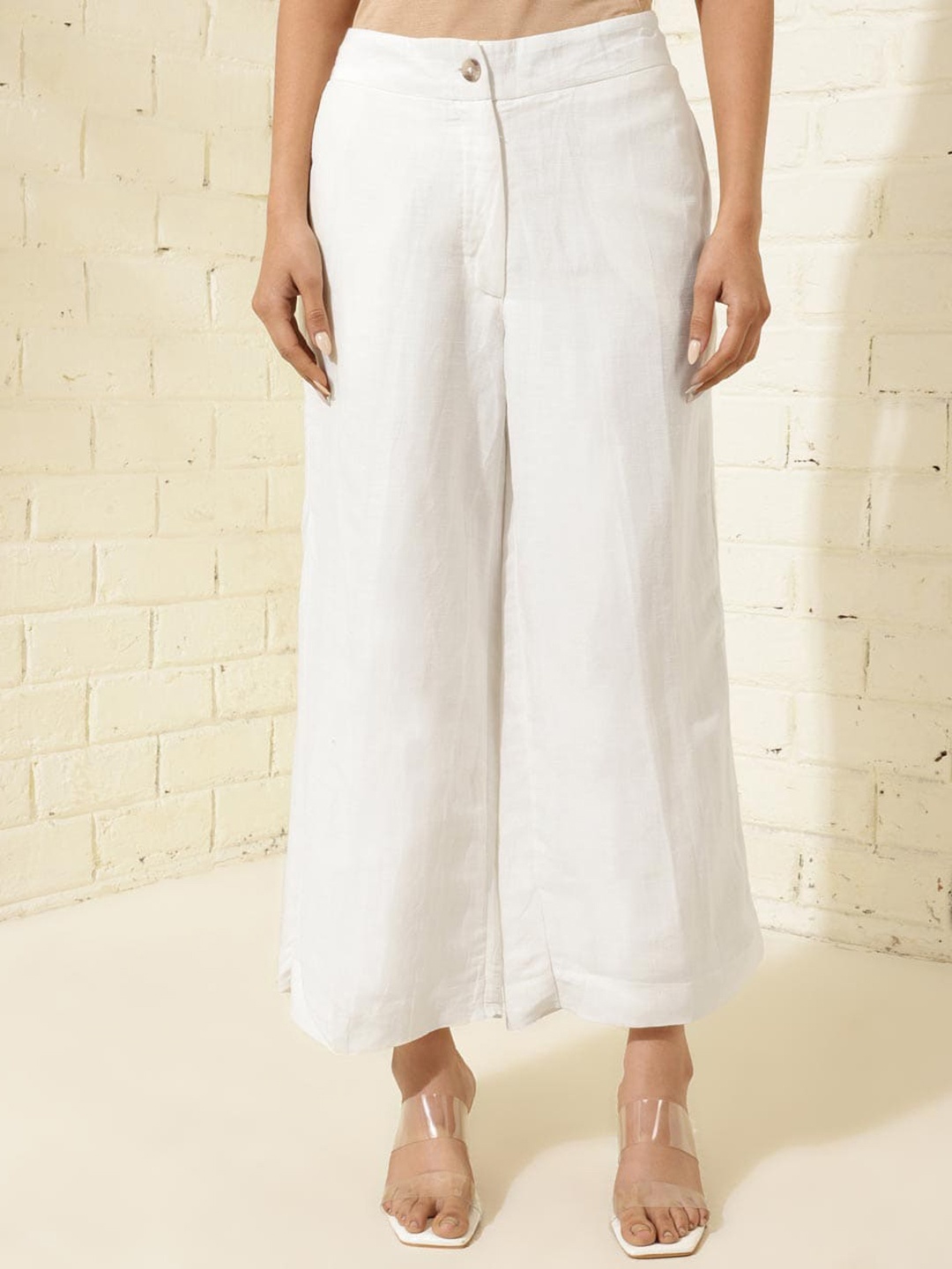 

Fabindia Women Mid-Rise Plain Culottes Trouser, White