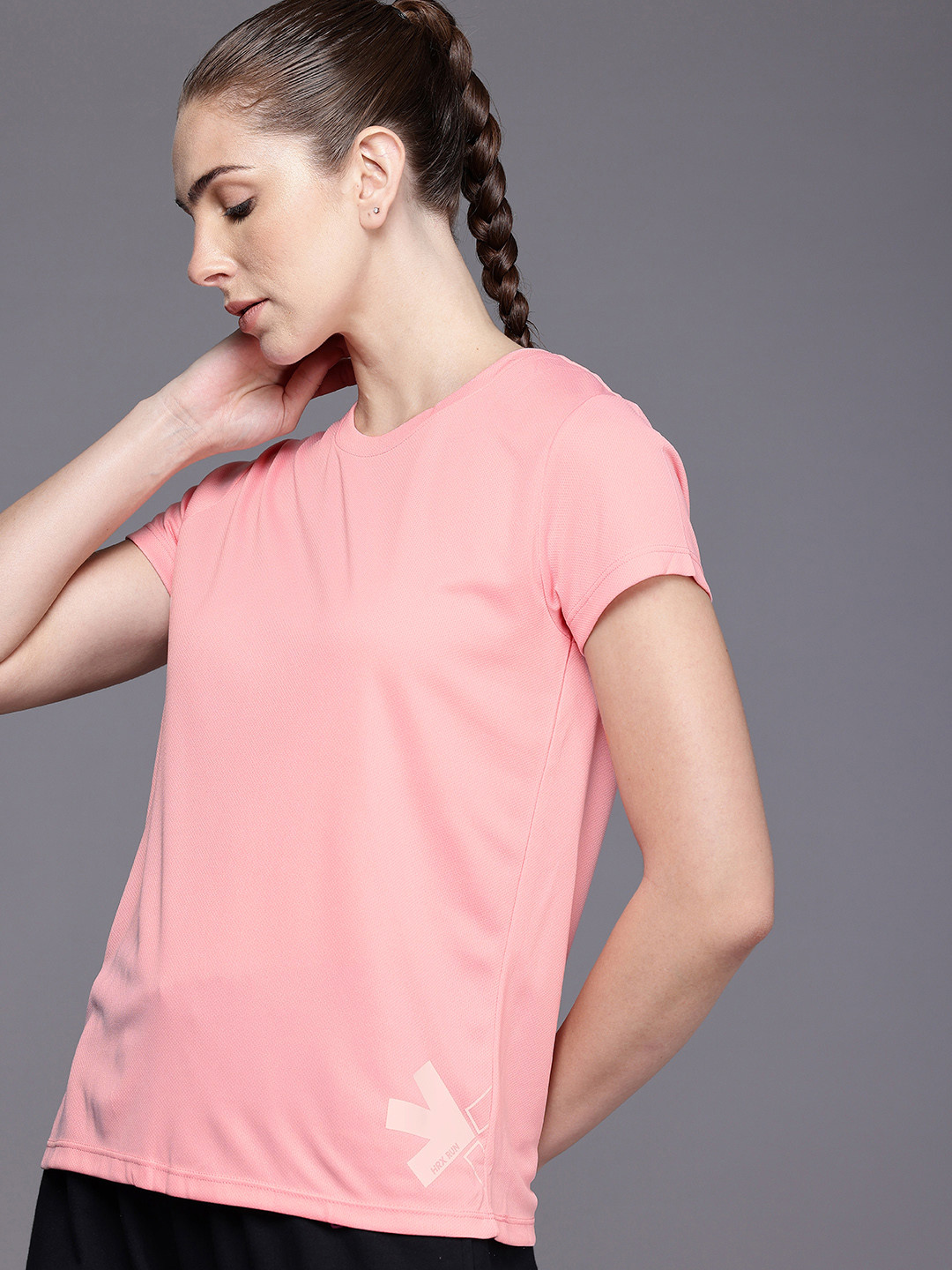 

HRX by Hrithik Roshan Rapid-Dry Antimicrobial Finish Running T-shirt, Pink